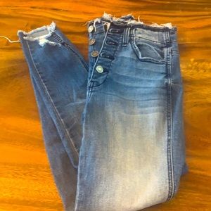 KanCan size 5/26 blue distressed button fly jeans
